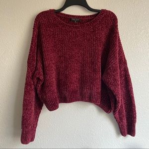 Chenille cropped oversized sweater